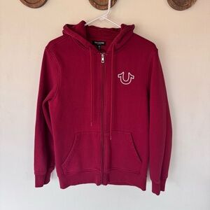 True Religion Red zip up Hoodie men’s size small